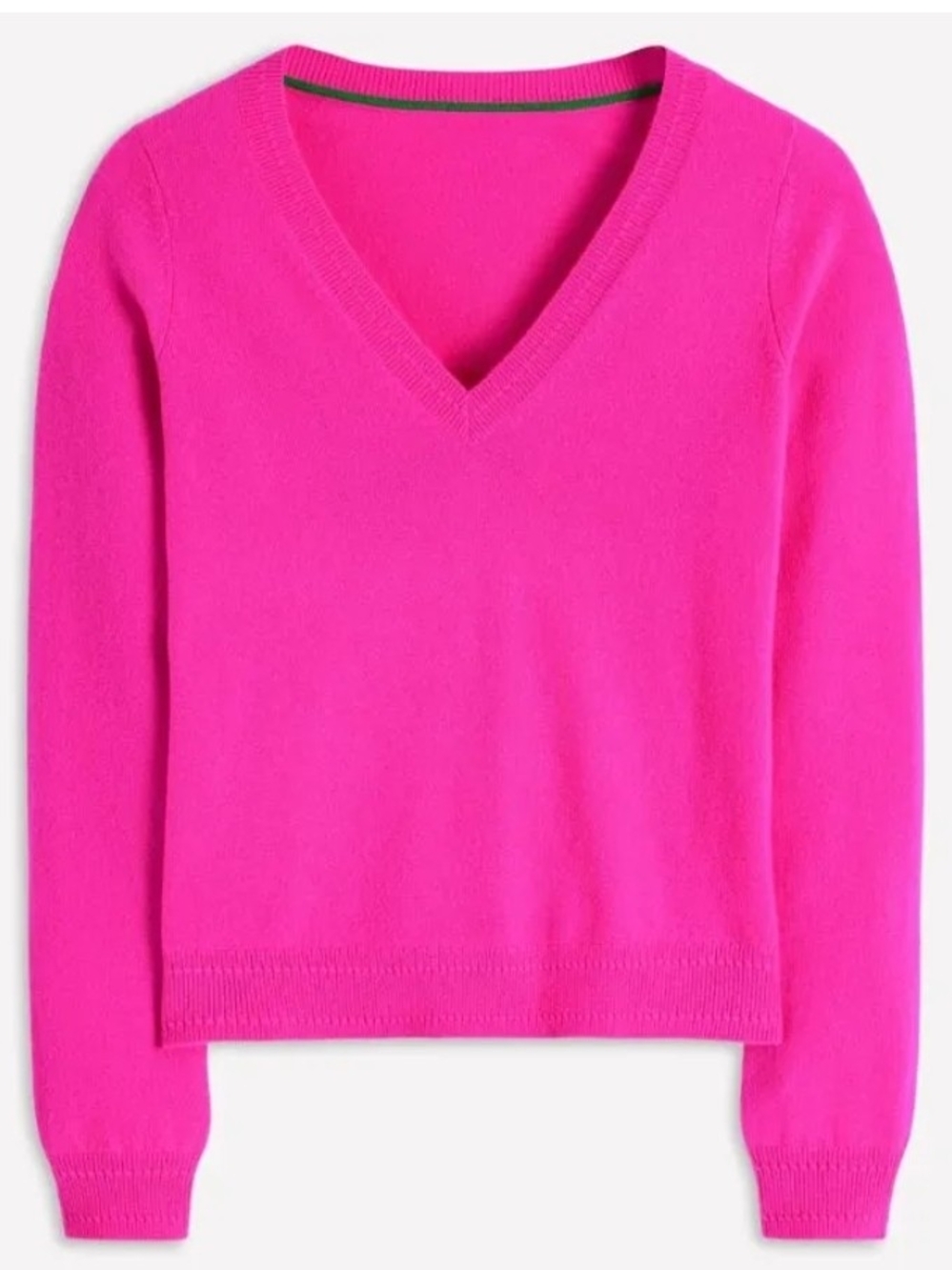 Boden Eva 100% Cashmere V Neck Sweater XS Hot Pink Luxe Classic Jumper